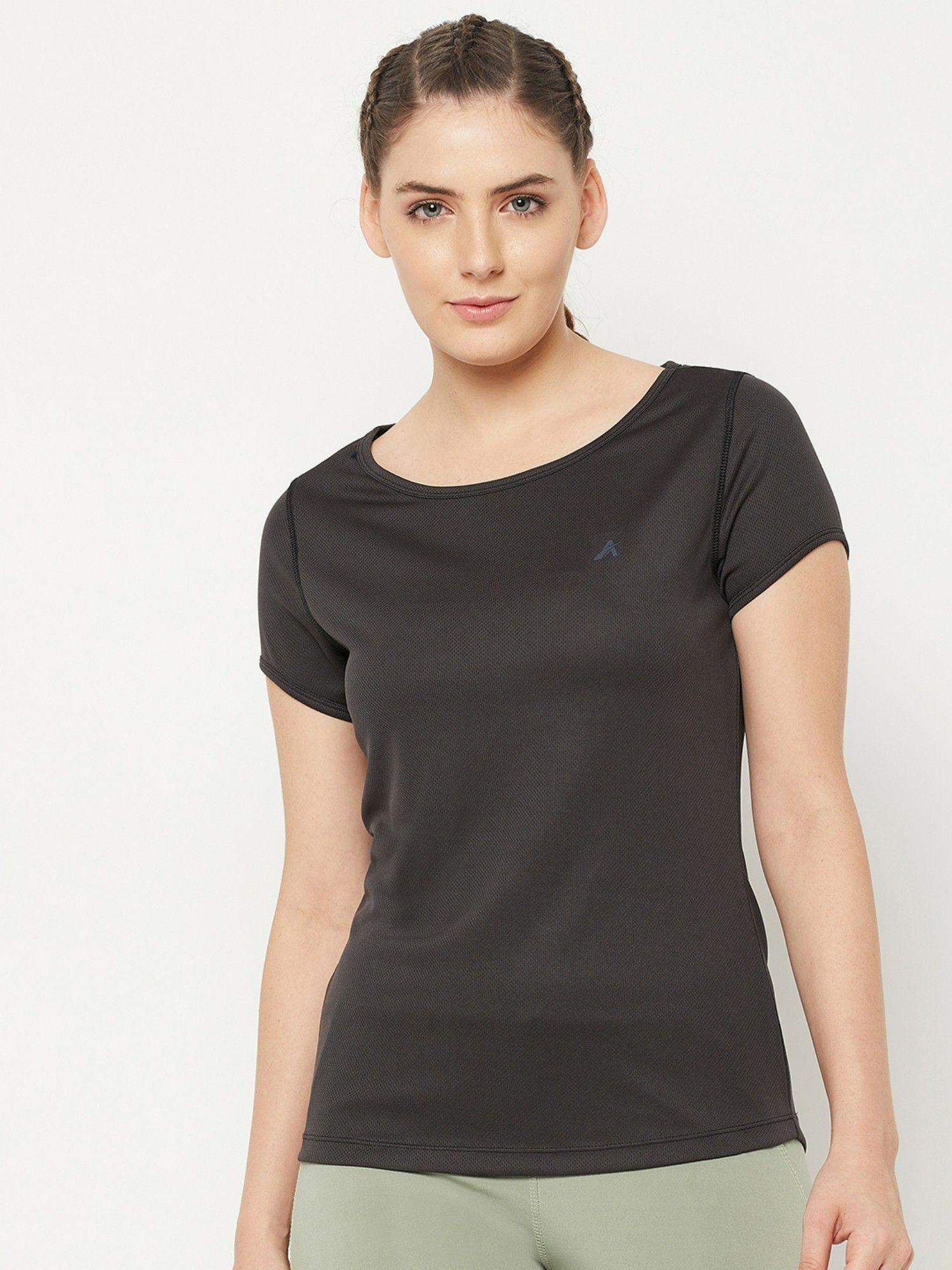 women black short-sleeve lightweight quick dry running fitness sports t-shirts