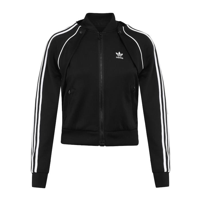 women black side striped track jacket with removable sleeves