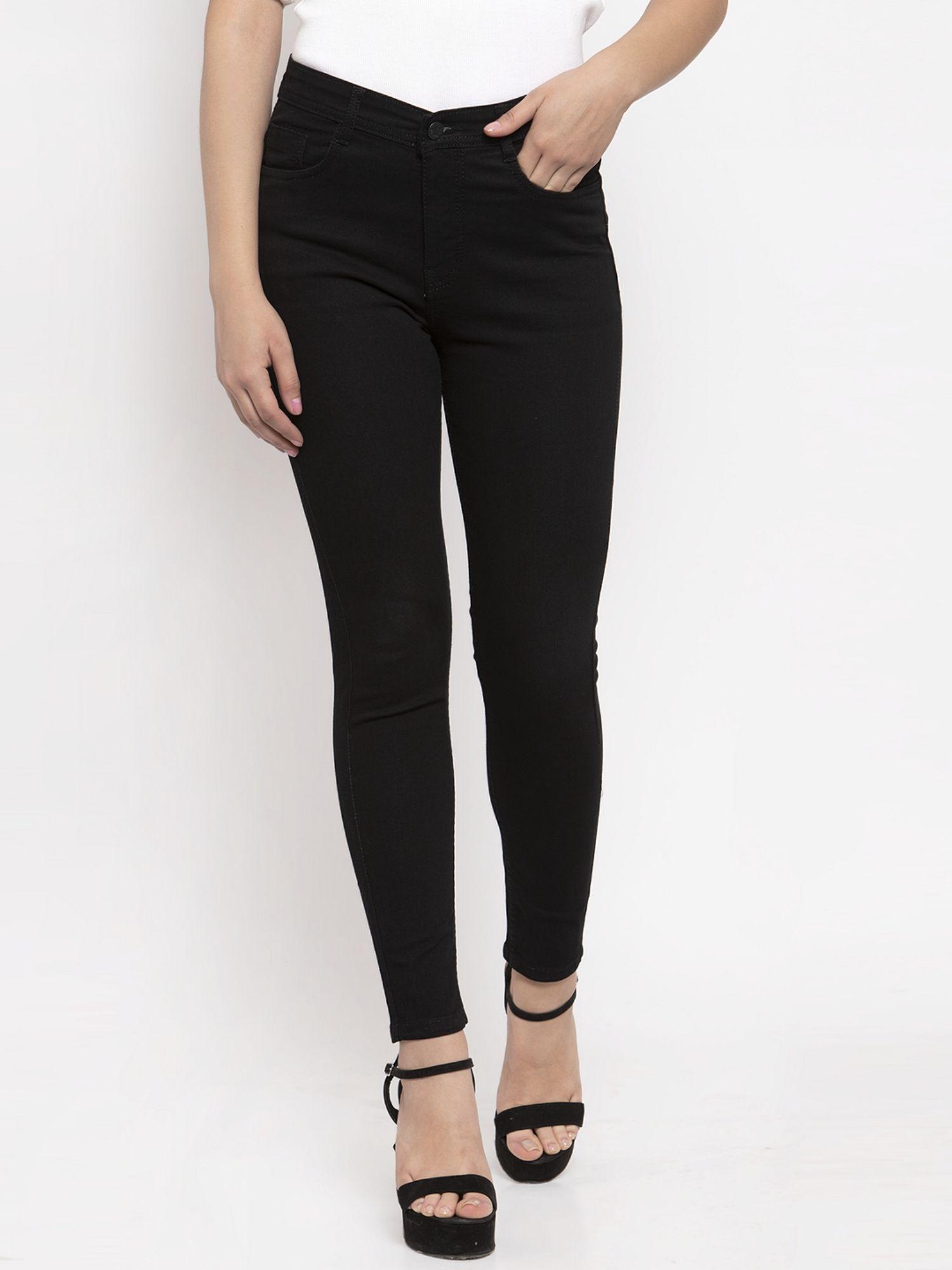 women black skinny fit mid rise clean look stretchable jeans