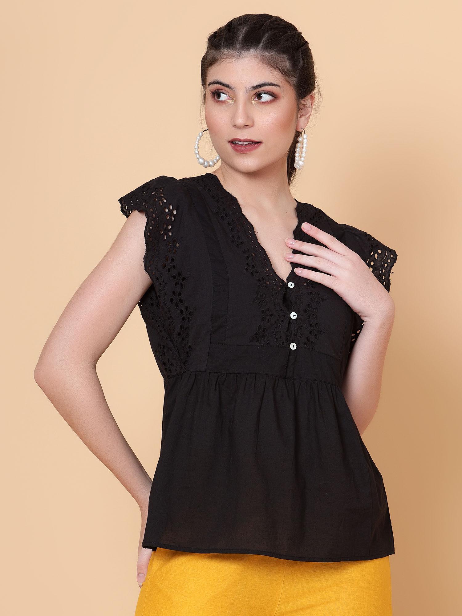 women black sleeveless top - black