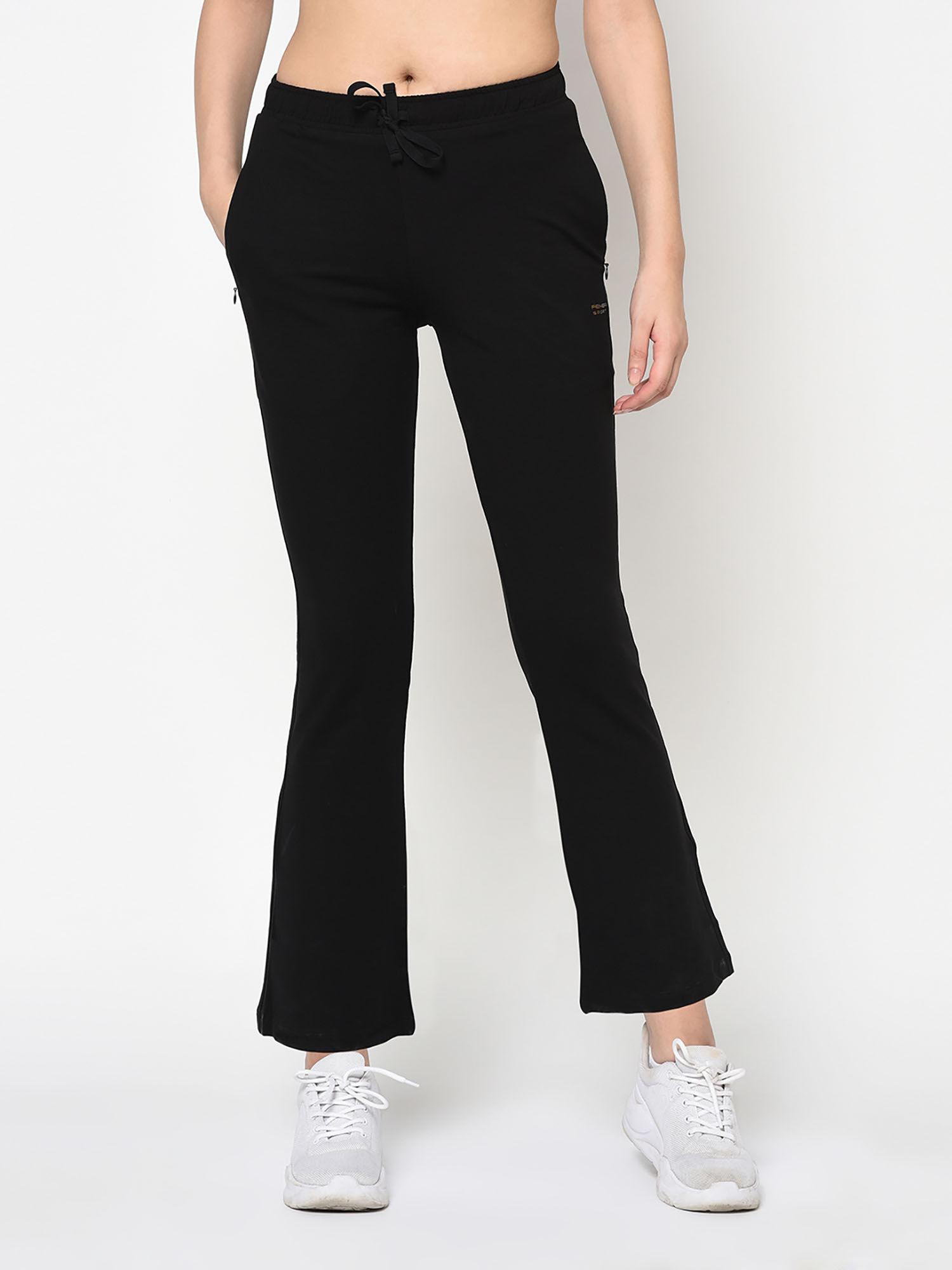 women black solid bootcut track pants