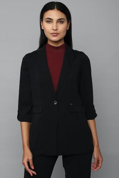 women black solid casual blazer