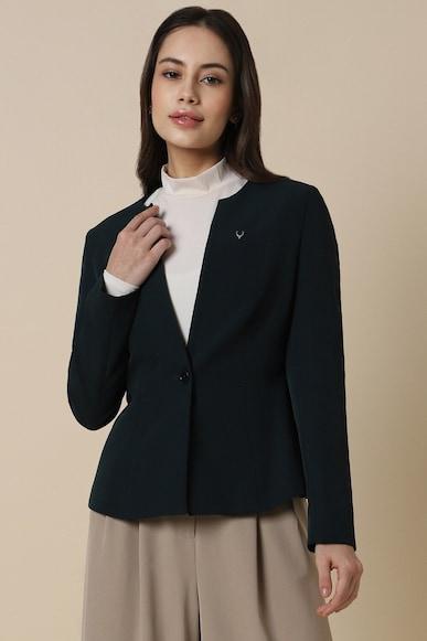 women black solid casual blazer