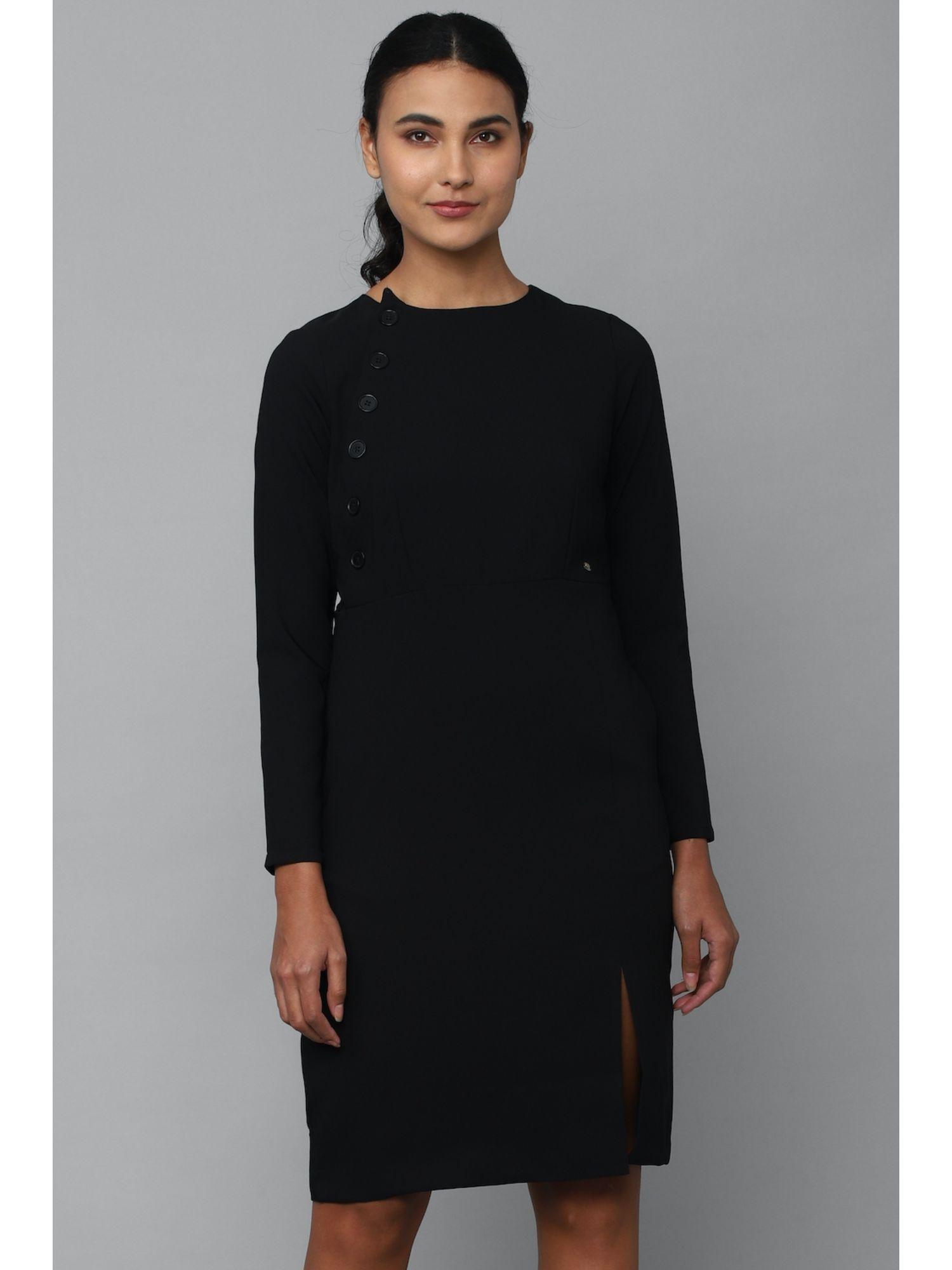 women black solid casual dress