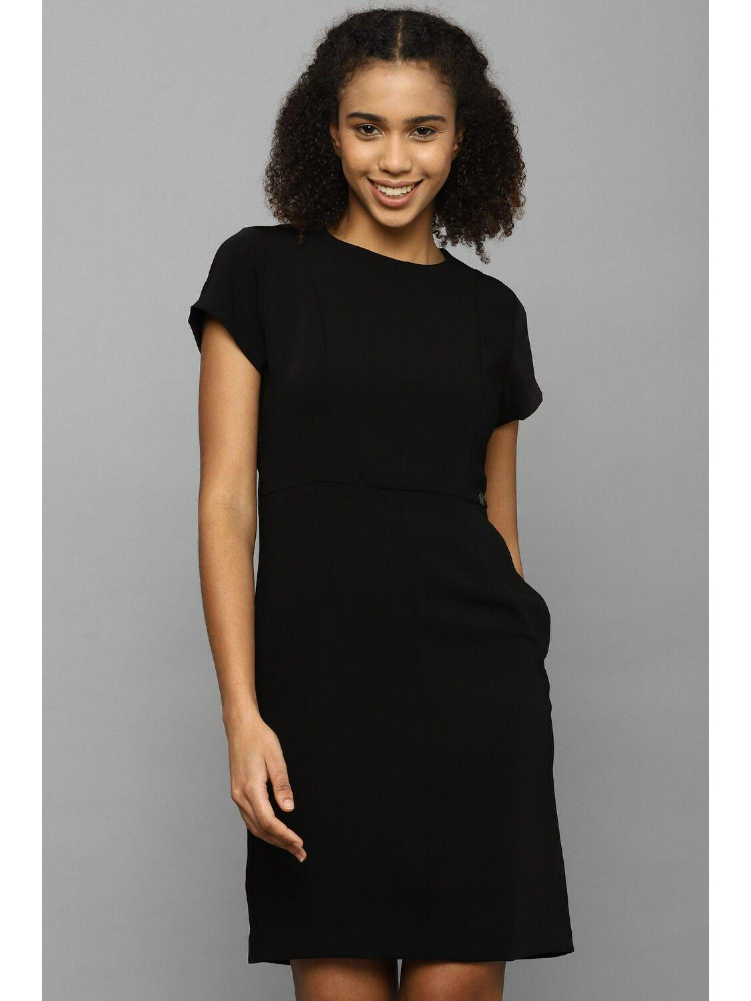 women black solid casual dress