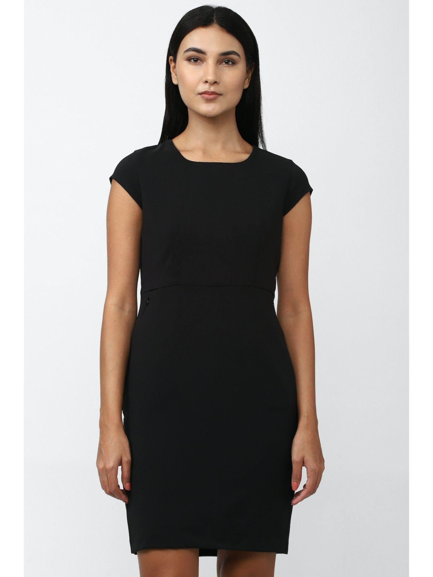 women black solid casual dress