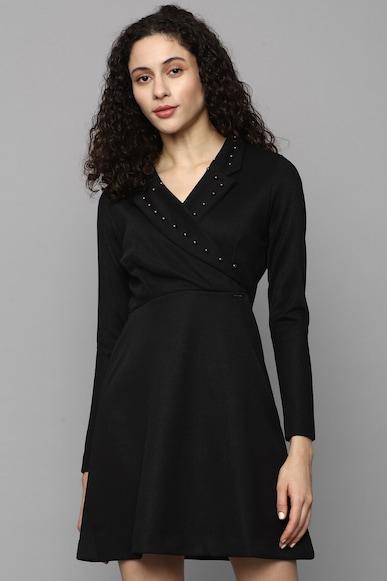 women black solid casual dress