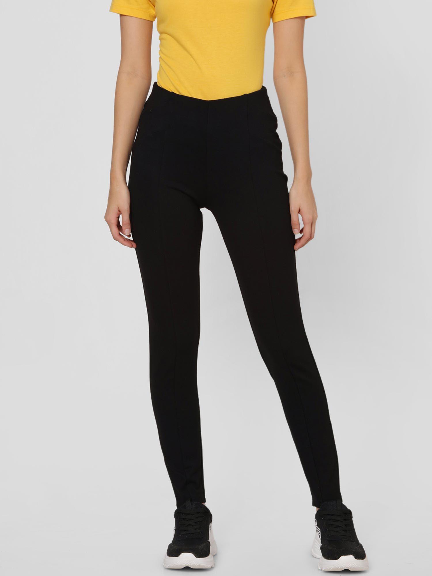 women black solid casual jeggings