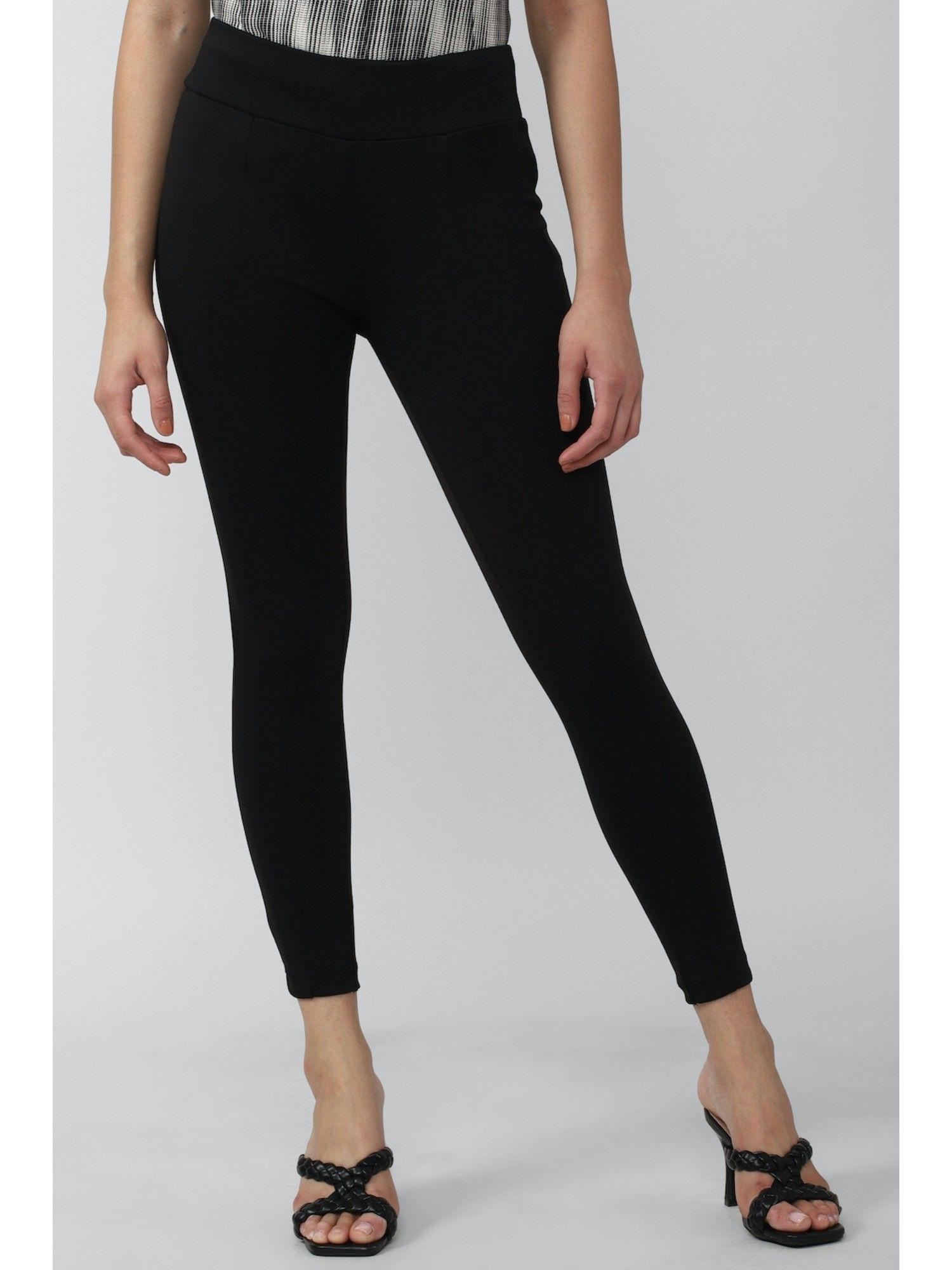 women black solid casual regular fit trousers