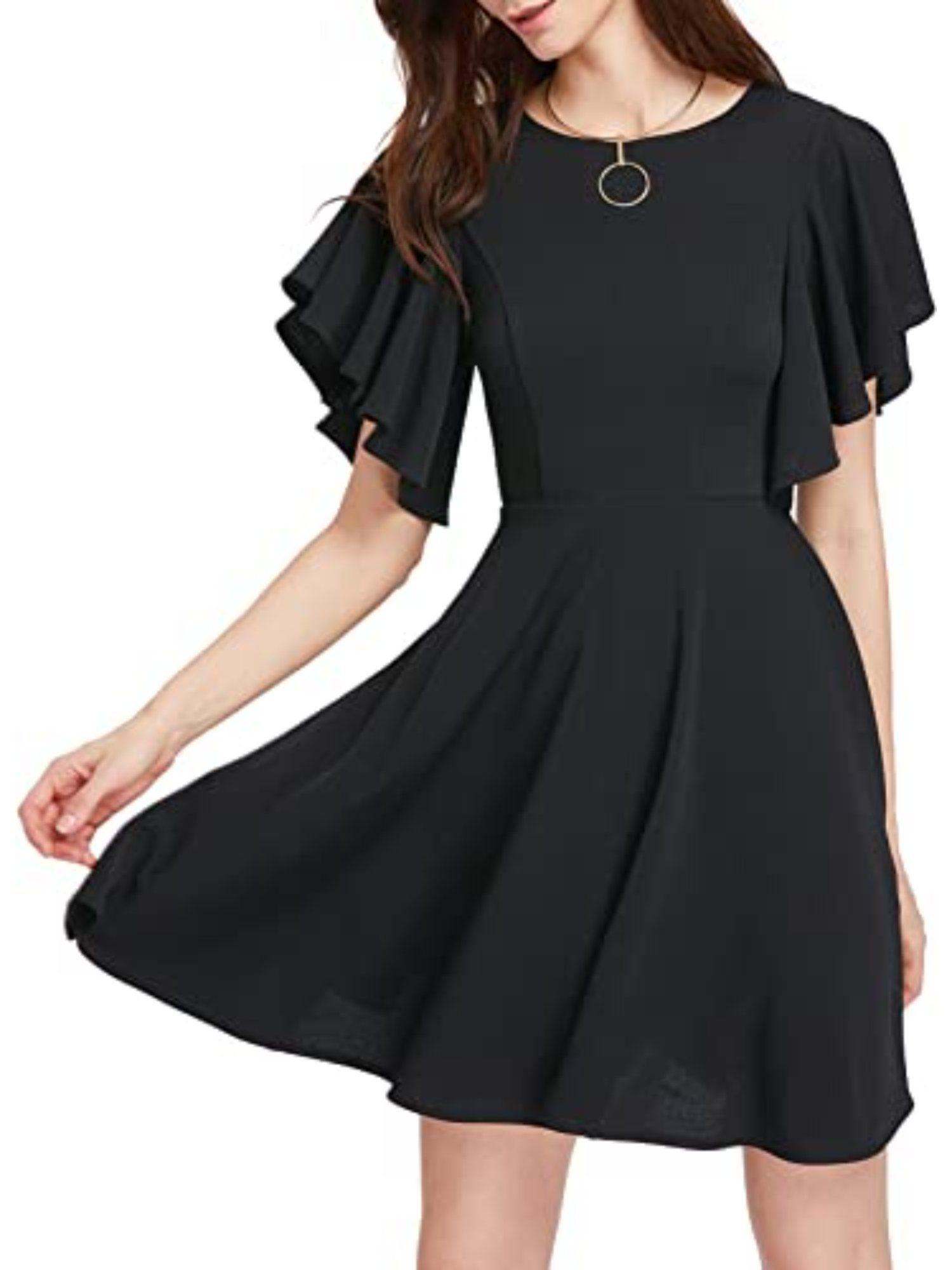 women black solid dresses