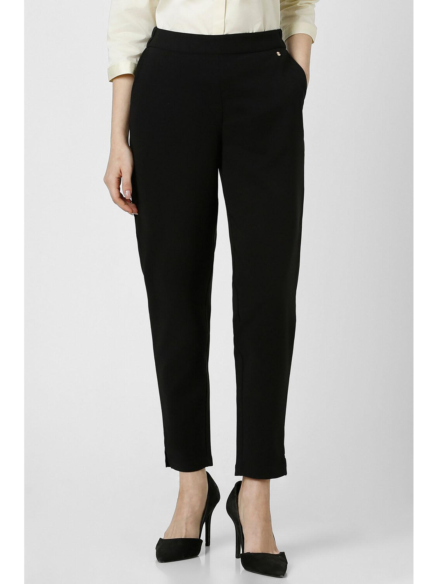 women black solid formal slim fit trouser