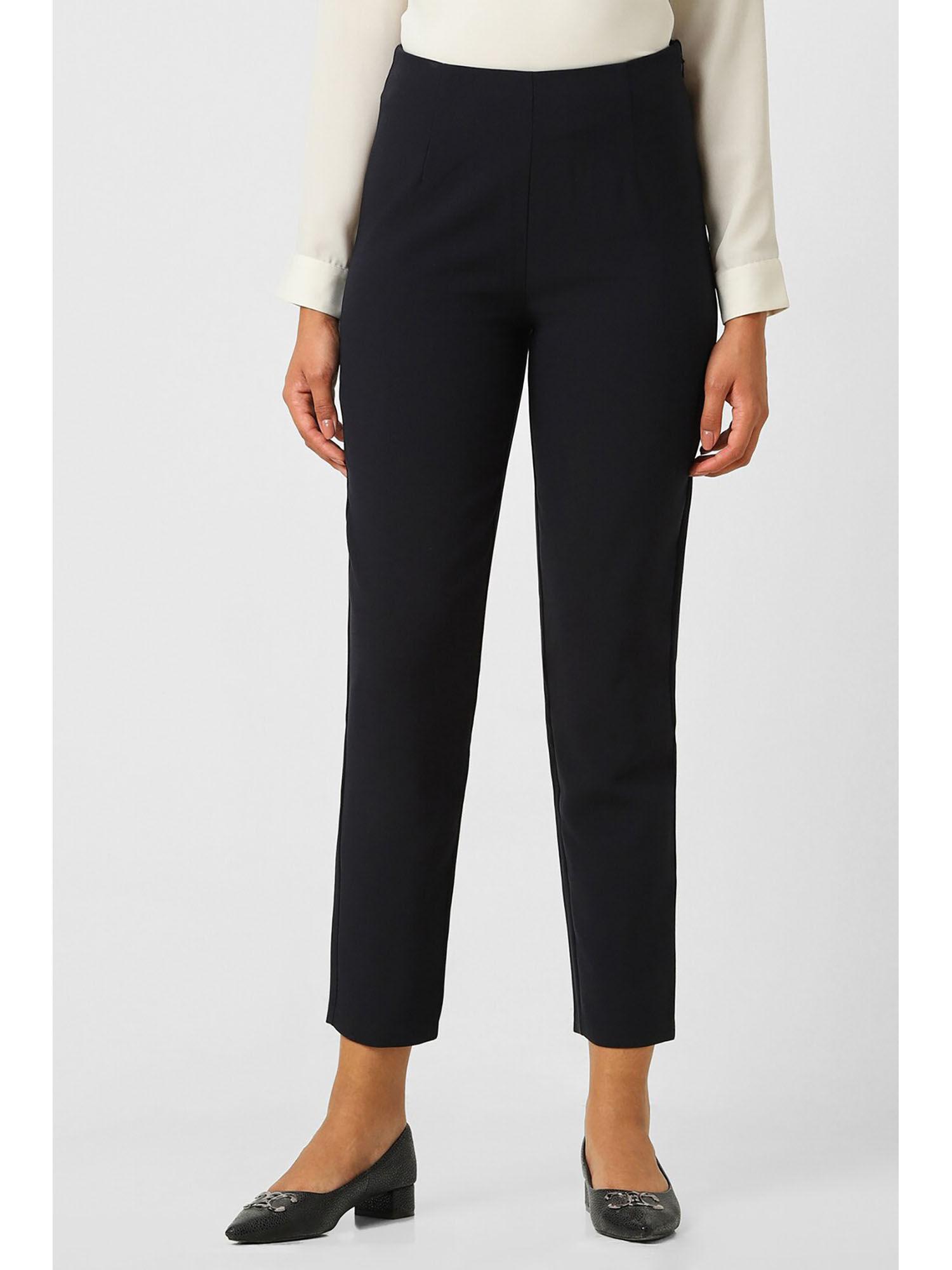 women black solid formal trouser