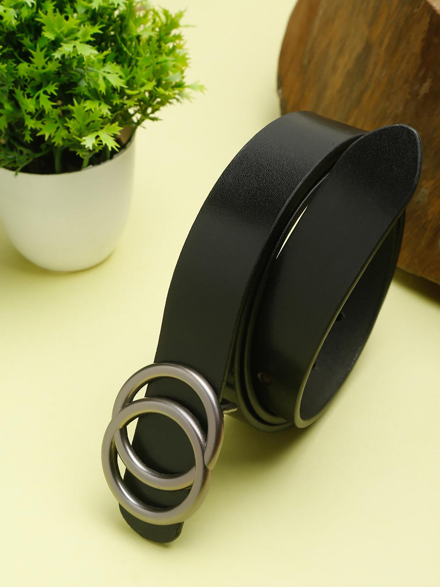 women black solid genuine leather belt