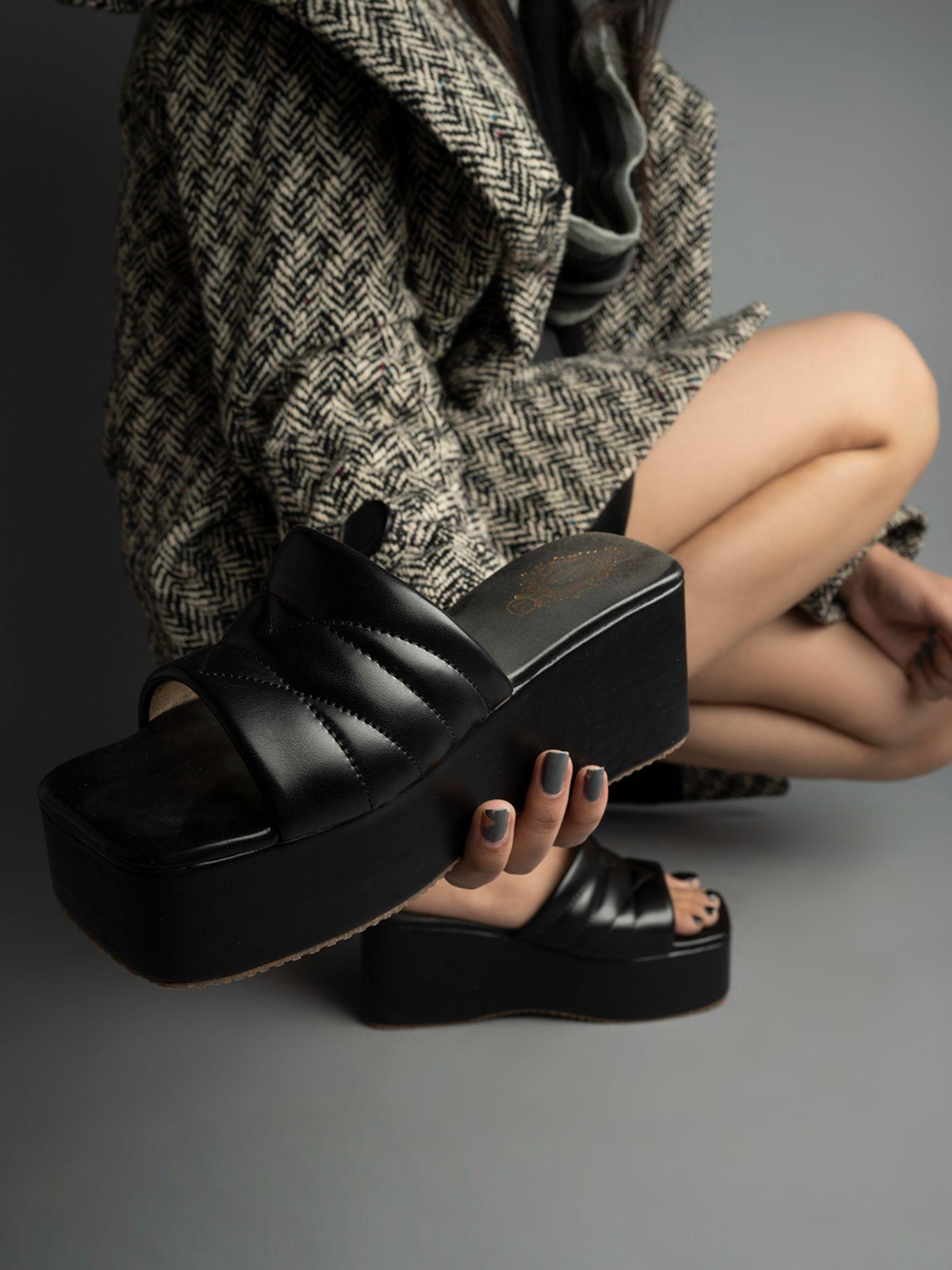 women black solid heels