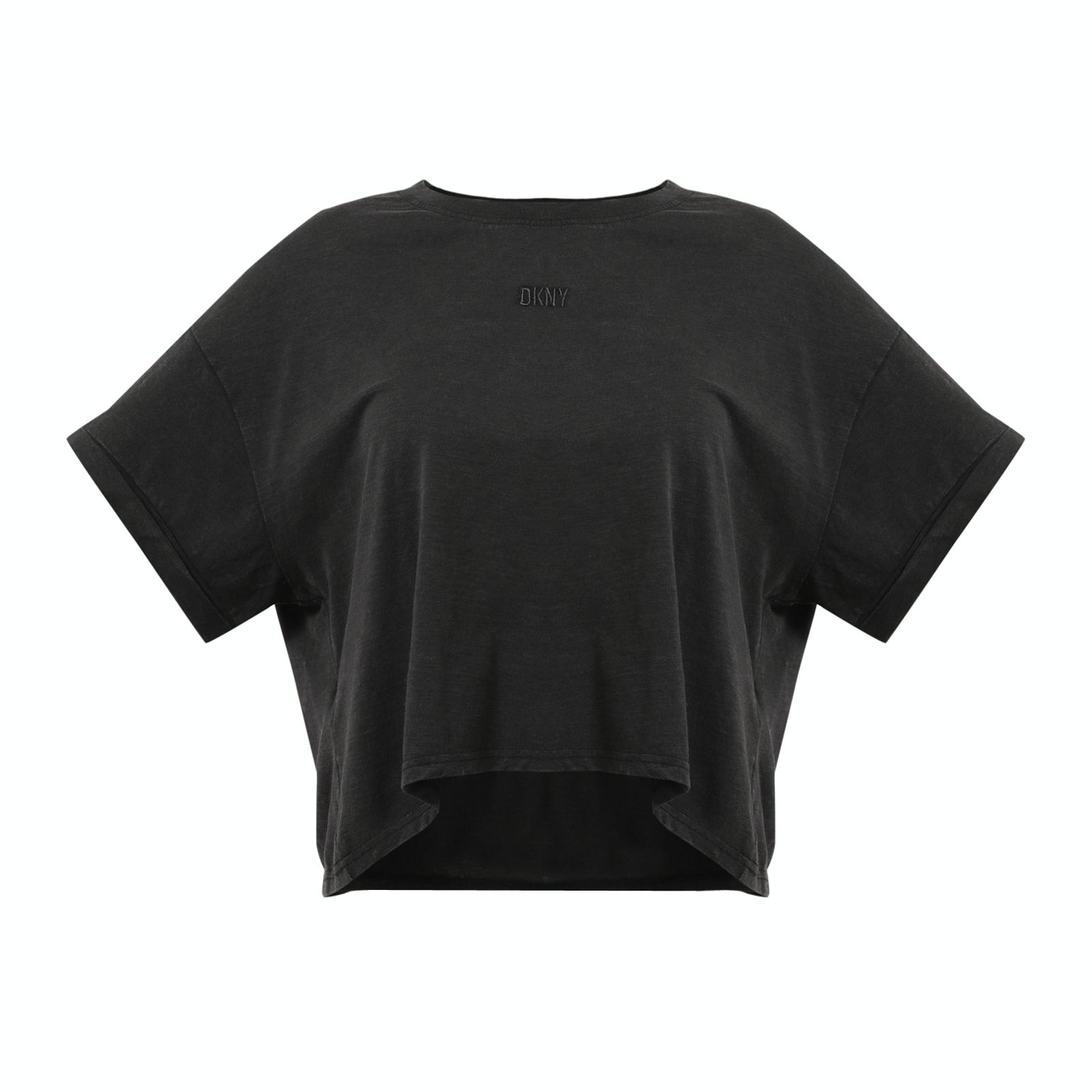 women black solid logo cropped boxy t-shirt