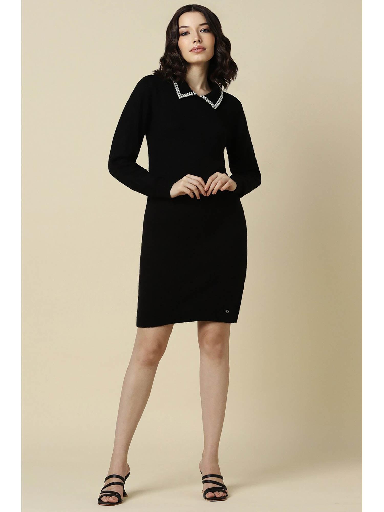 women black solid party dress