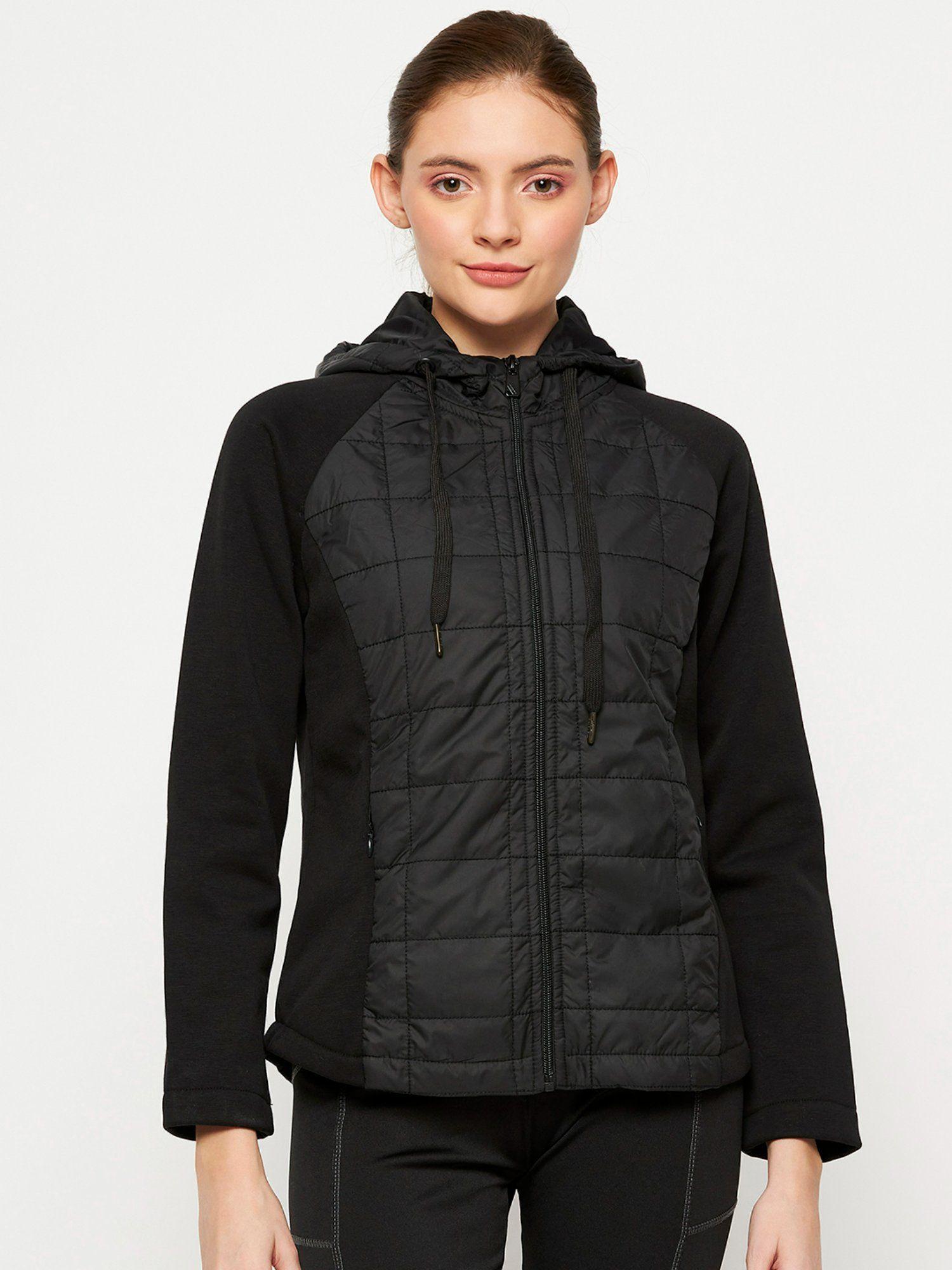 women black solid plain jacket