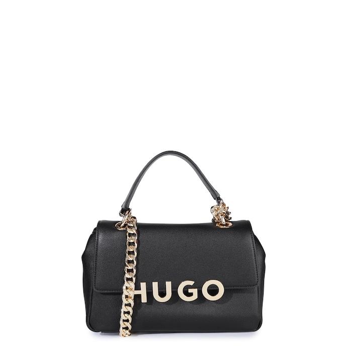 women black solid pu small shoulder bag with chain strap