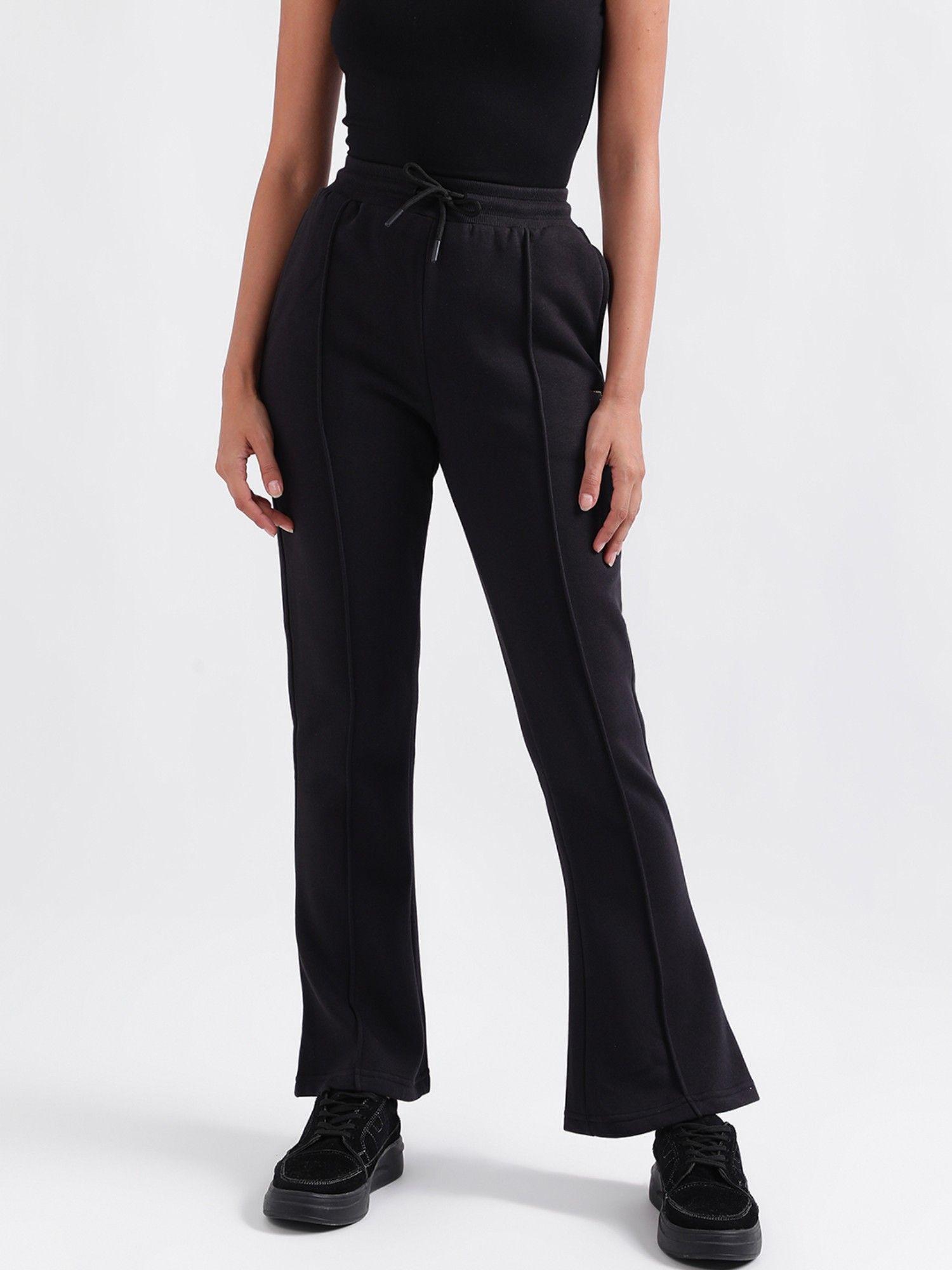 women black solid relaxed fit track pant