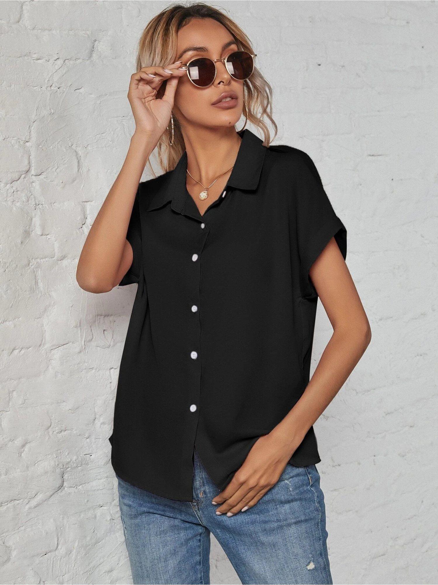 women black solid shirts