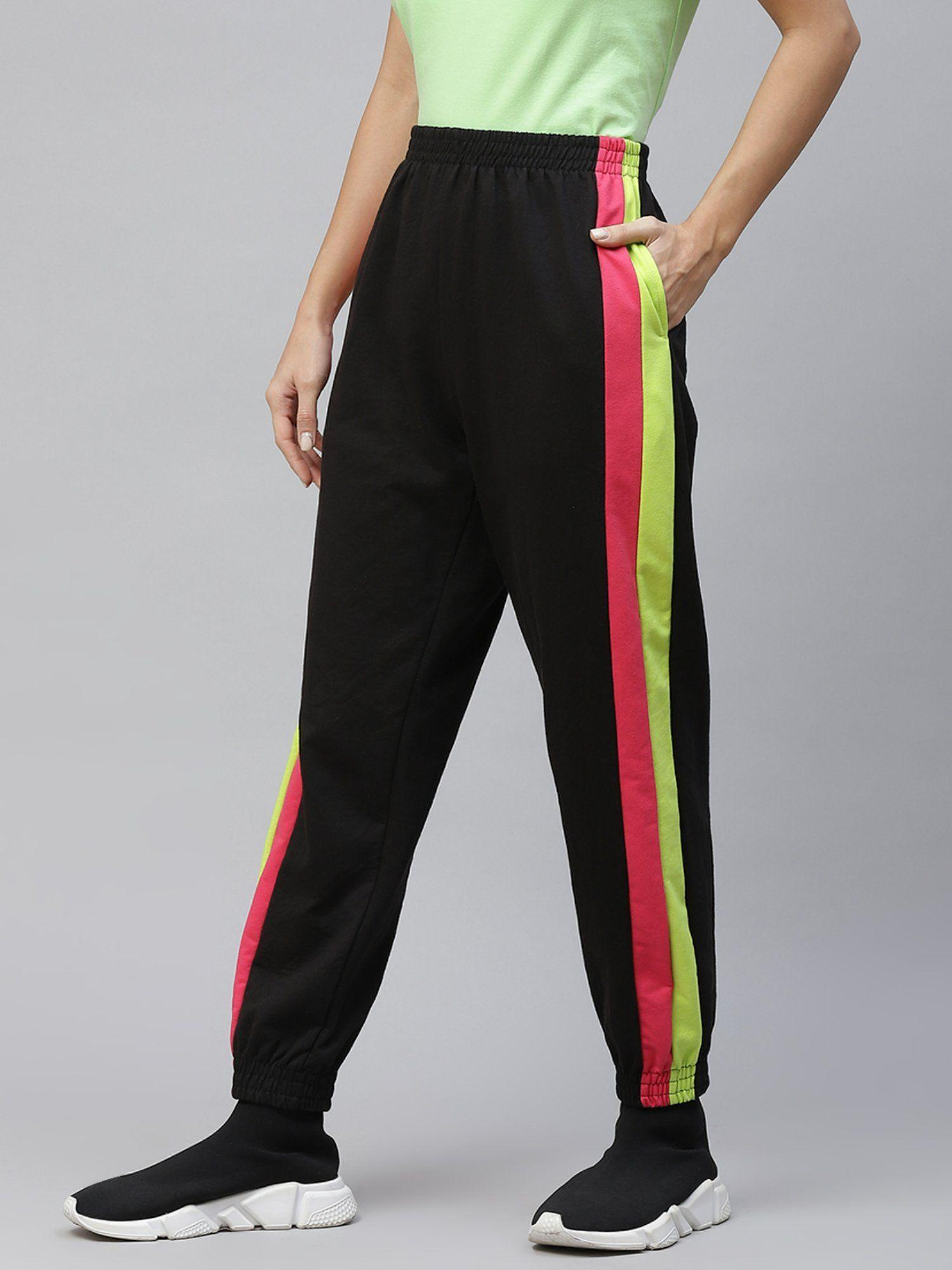 women black solid track pant