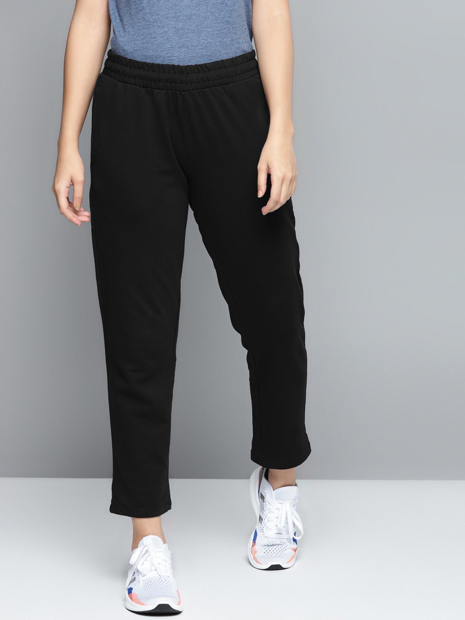 women black solid track pants