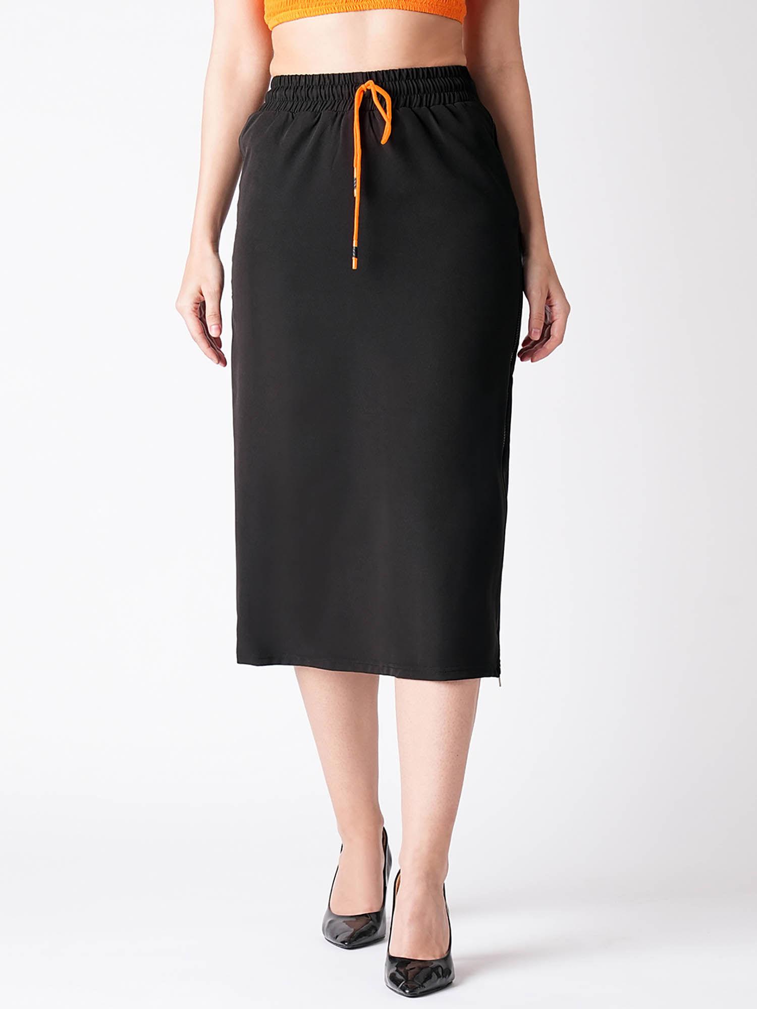 women black straight midi skirt