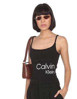 women black strapy sleeve corsetting  tank top