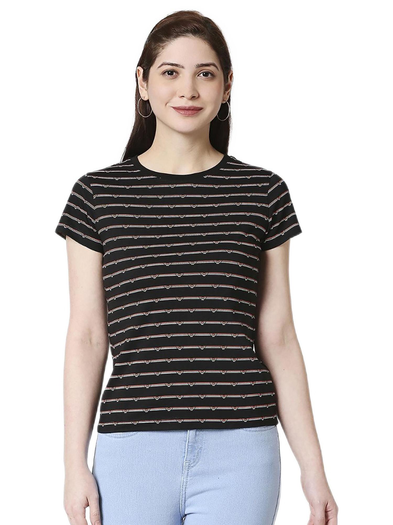 women black striped t-shirt