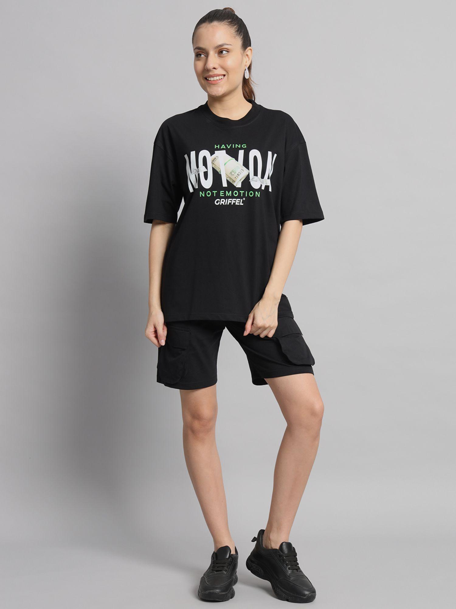 women black t-shirt and shorts (set of 2)