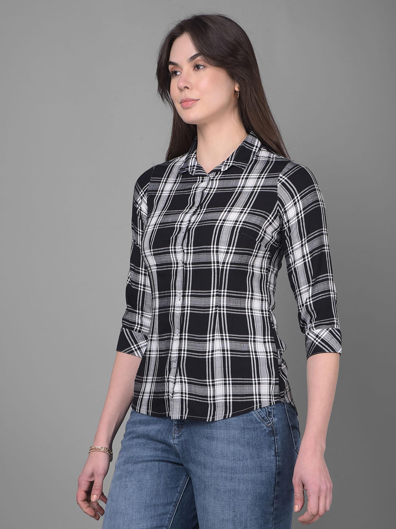 women black tartan checked shirt