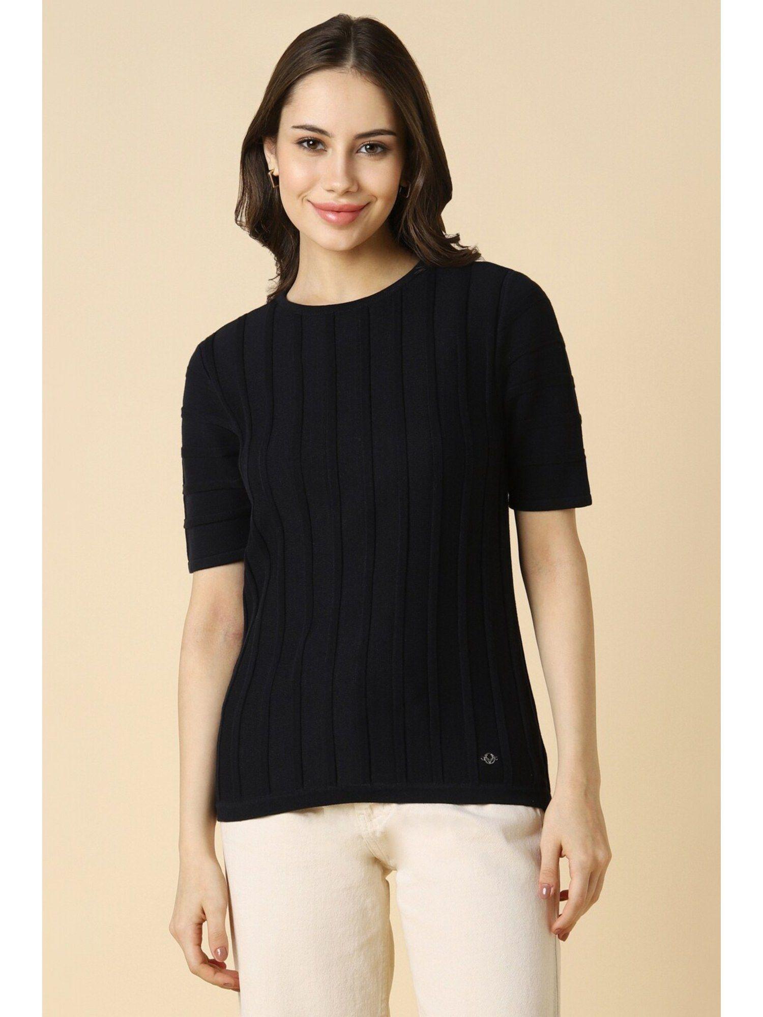 women black textured casual top