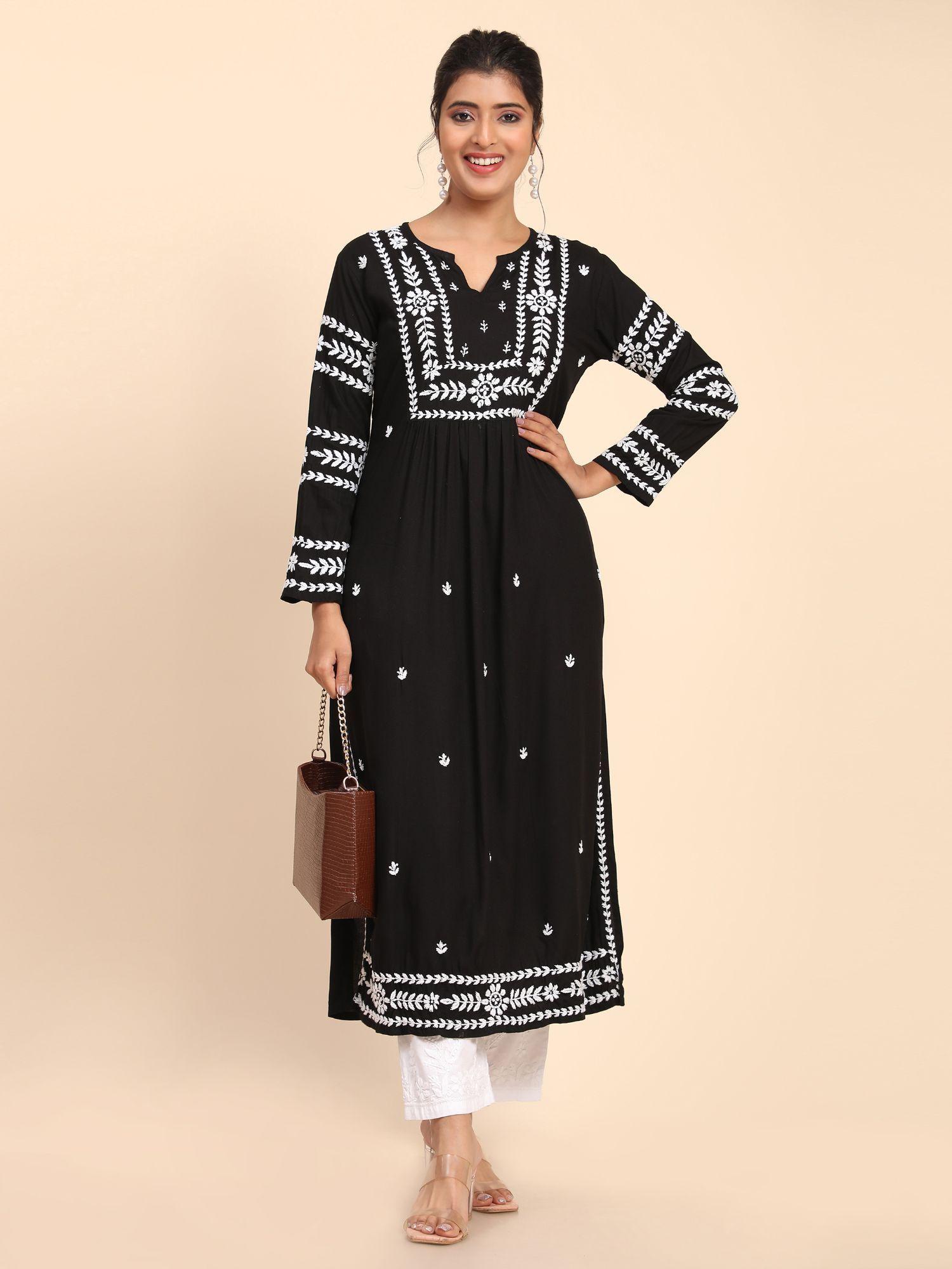 women black thread work kurta