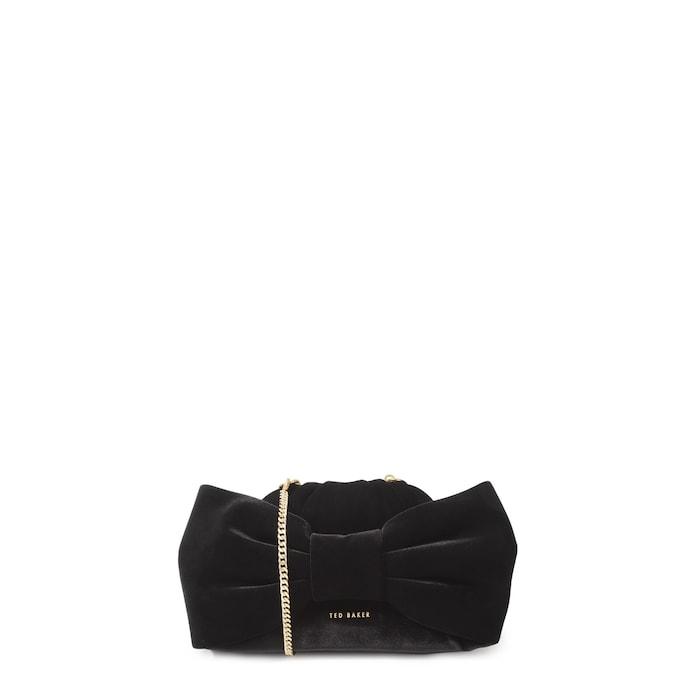 women black velvet bow clutch bag