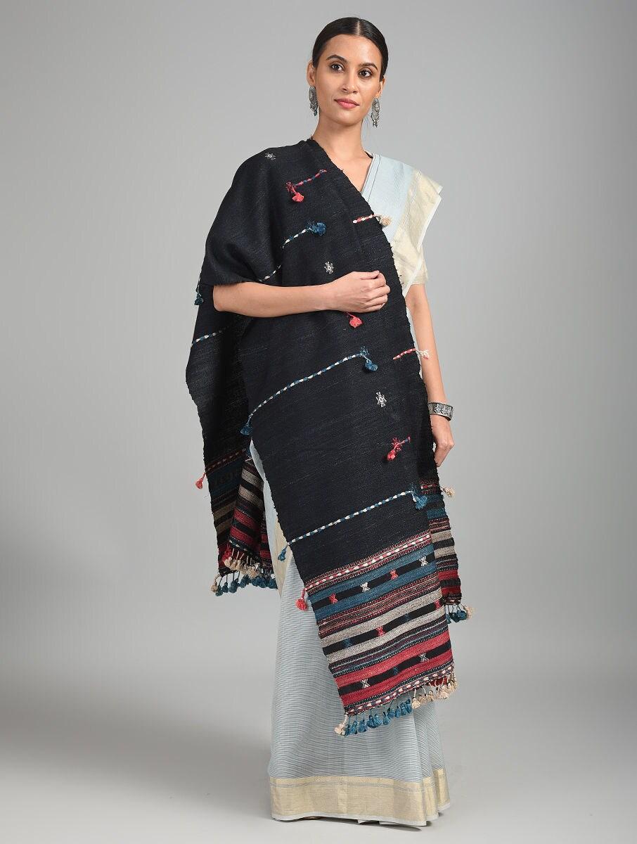 women black wool bhujodi shawls