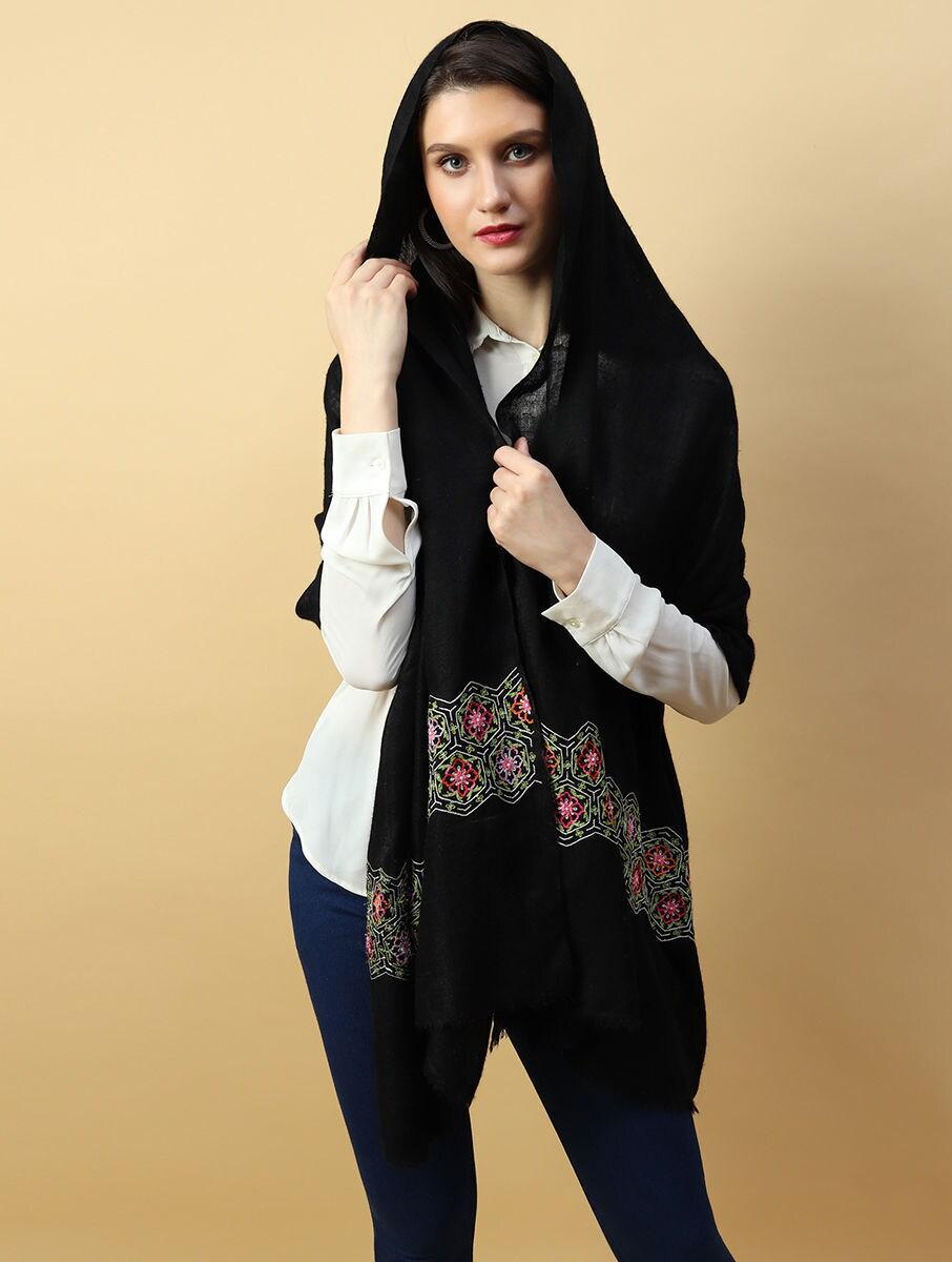 women black wool hand woven shawls