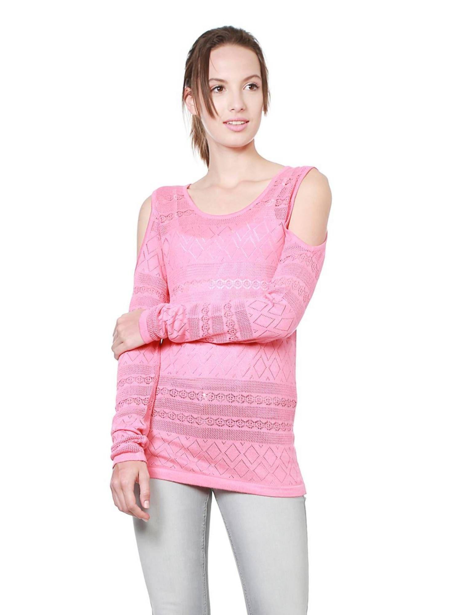 women blended fabric woven regular fit pink top