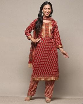 women block print 3-piece dress material