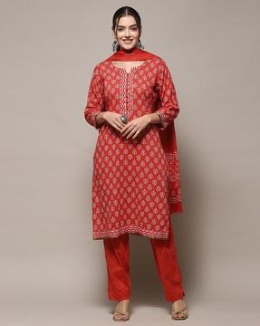 women block print 3-piece dress material