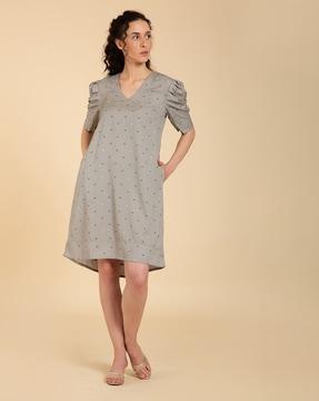 women block print a-line dress