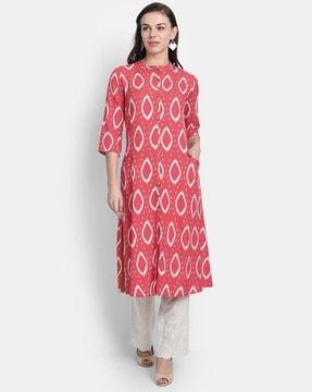 women block print a-line kurta