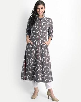 women block print a-line kurta