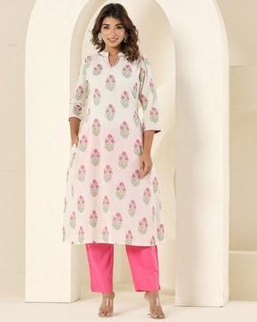 women block print a-line kurta