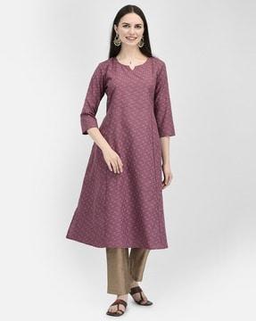 women block print a-line kurta