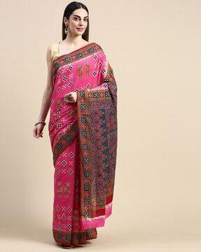 women block print cotton saree