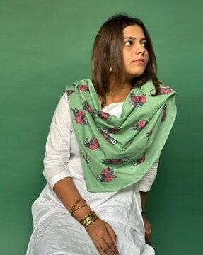 women block print cotton stole