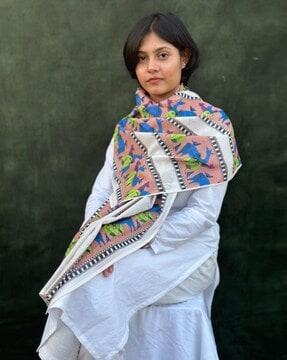 women block print cotton stole