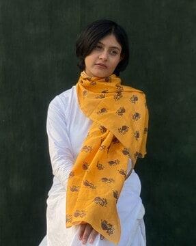 women block print cotton stole