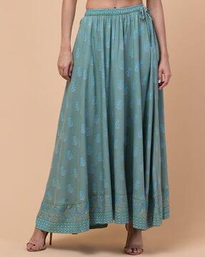 women block print flared skirts