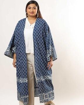 women block print front-open shrug